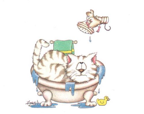 Bath Cat 3 - Open Edition Print by artist A Langston