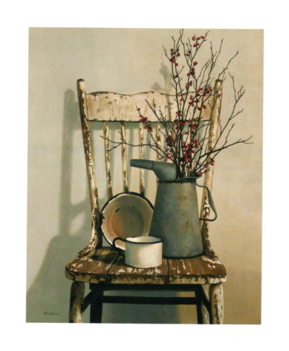 Watering Can on Chair - Open Edition Print by artist Cecile Baird