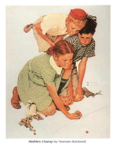 Marbles Champ - Open Edition Print by artist Norman Rockwell