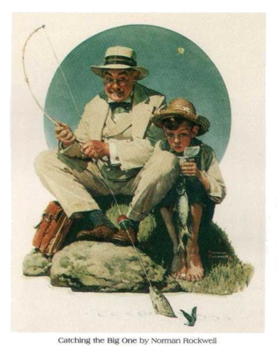 Catching the Big On - Open Edition Print by artist Norman Rockwell