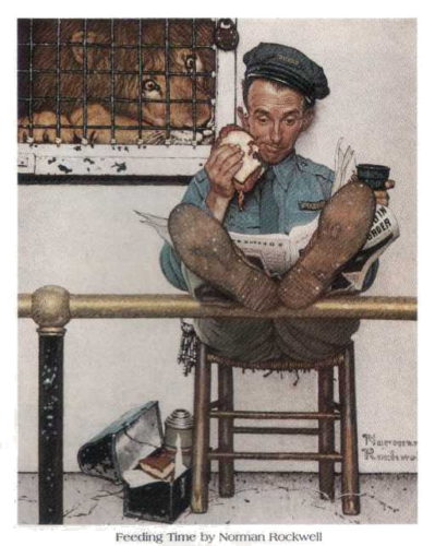 Feeding Time - Open Edition Print by artist Norman Rockwell