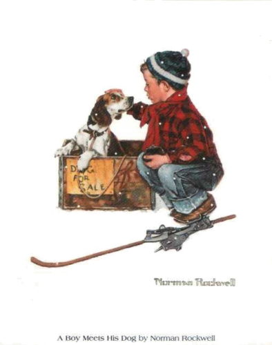 A Boy Meets His Dog - Open Edition Print by artist Norman Rockwell