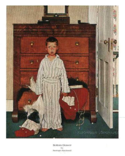 Bottom Drawer - Open Edition Print by artist Norman Rockwell