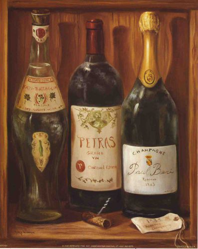 Wine Bottles 2 - Open Edition Print by artist N Wiseman