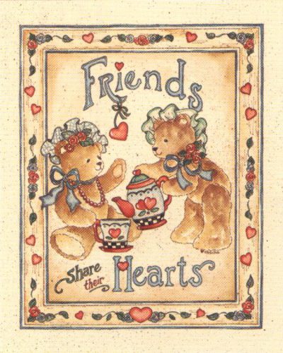 Friends Share Hearts - Open Edition Print by artist Shelly Rasche