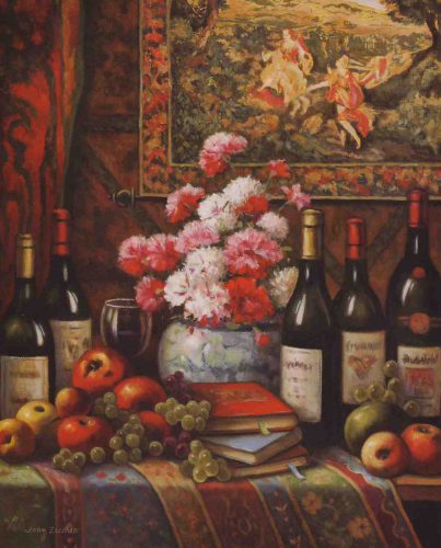 Wine & Floral - Open Edition Print by artist John Zaccheo